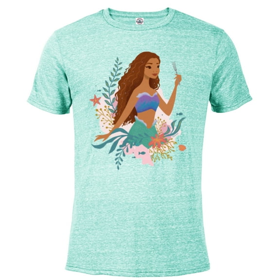 Disney The Little Mermaid Ariel Undersea Discovery - Short Sleeve Blended T-Shirt for Adults - Customized-Celadon Snow Heather