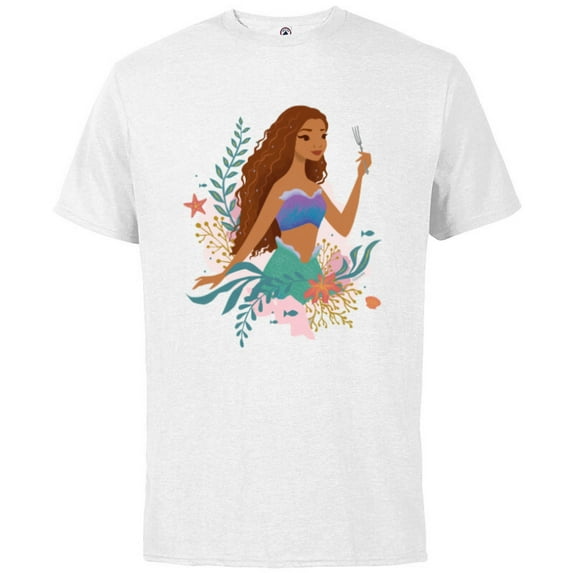 Disney The Little Mermaid Ariel Undersea Discovery - Short Sleeve Cotton T-Shirt for Adults - Customized-White