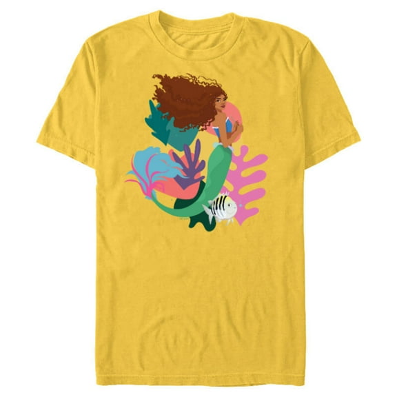 Disney The Little Mermaid Ariel and Flounder Find - Short Sleeve Blended T-Shirt for Adults - Customized-Yellow