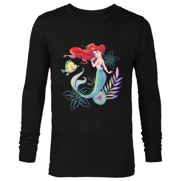 Disney The Little Mermaid Ariel and Flounder Sea - Long Sleeve T-Shirt for Men -Customized-Black