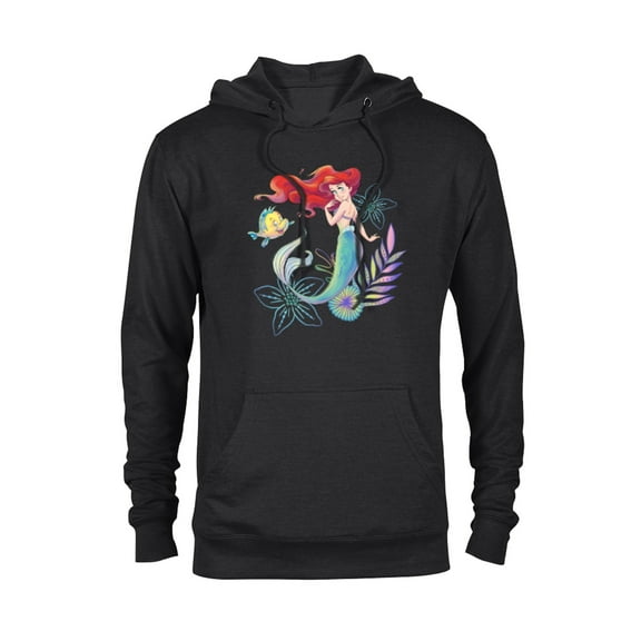 Disney The Little Mermaid Ariel and Flounder Sea - Pullover Hoodie for Adults -Customized-Black