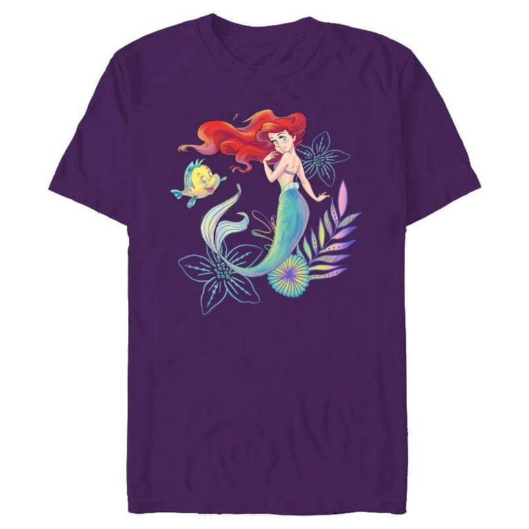 Purple Little Mermaid Scrub Top Women's Fit Solid Scrub Top