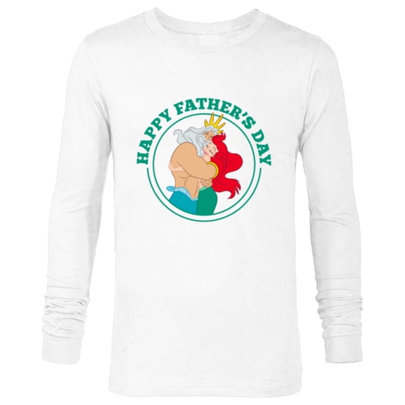 Disney The Little Mermaid Ariel and King Triton Father's Day - Long Sleeve T-Shirt for Men - Customized-White
