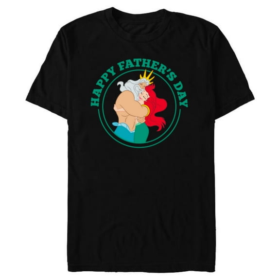 Disney The Little Mermaid Ariel and King Triton Father's Day - Short Sleeve Blended T-Shirt for Adults - Customized-Black