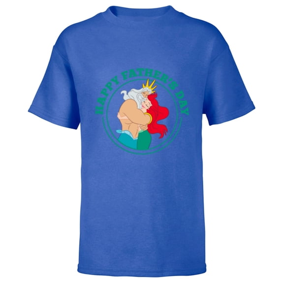 Disney The Little Mermaid Ariel and King Triton Father's Day - Short Sleeve T-Shirt for Kids - Customized-Royal