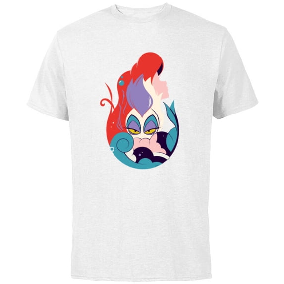 Disney The Little Mermaid Ariel and Ursula - Short Sleeve Cotton T-Shirt for Adults - Customized-White