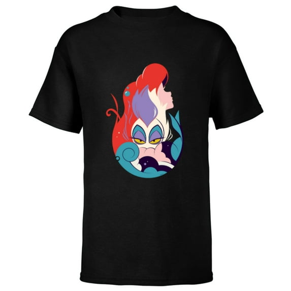 Disney The Little Mermaid Ariel and Ursula - Short Sleeve T-Shirt for Kids - Customized-Black