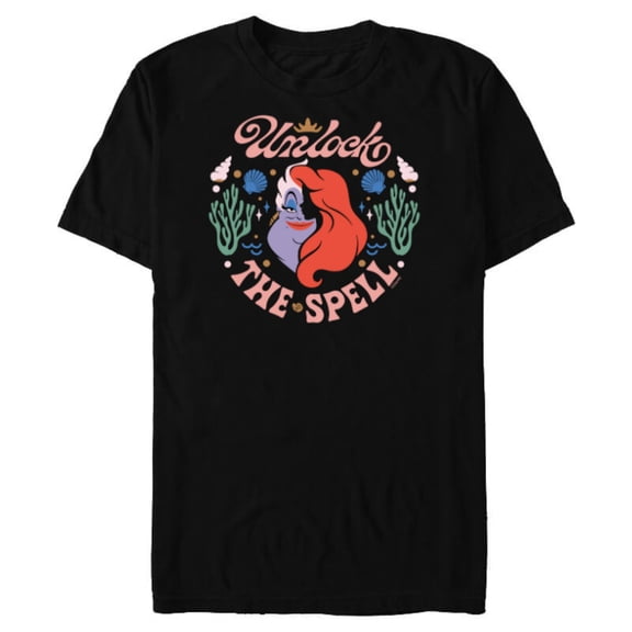 Disney The Little Mermaid Ariel and Ursula Unlock the Spell - Short Sleeve Blended T-Shirt for Adults - Customized-Black