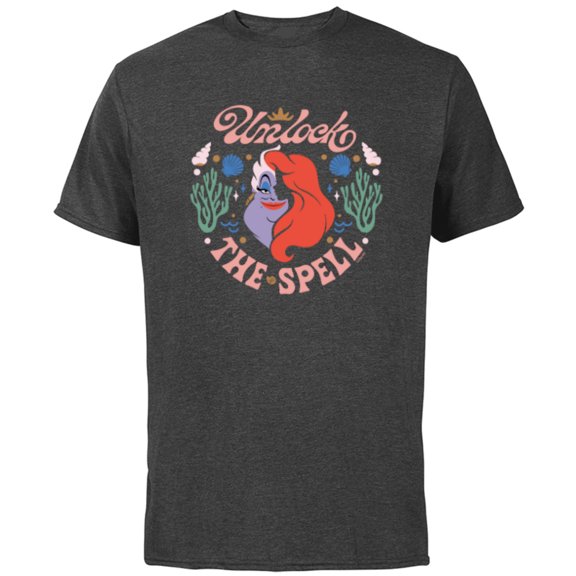 Disney The Little Mermaid Ariel and Ursula Unlock the Spell - Short Sleeve Cotton T-Shirt for Adults - Customized-Charcoal