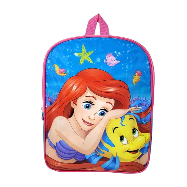 Disney The Little Mermaid Backpack 15" Ariel Flounder Seahorses Girls