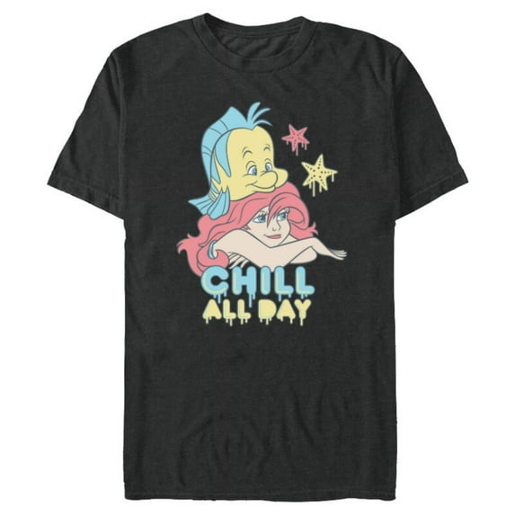 Disney The Little Mermaid Chill All Day - Short Sleeve Blended T-Shirt for Adults - Customized-Dark Heather
