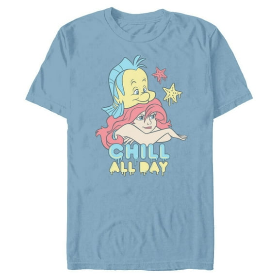 Disney The Little Mermaid Chill All Day - Short Sleeve Blended T-Shirt for Adults - Customized-Ocean Blue