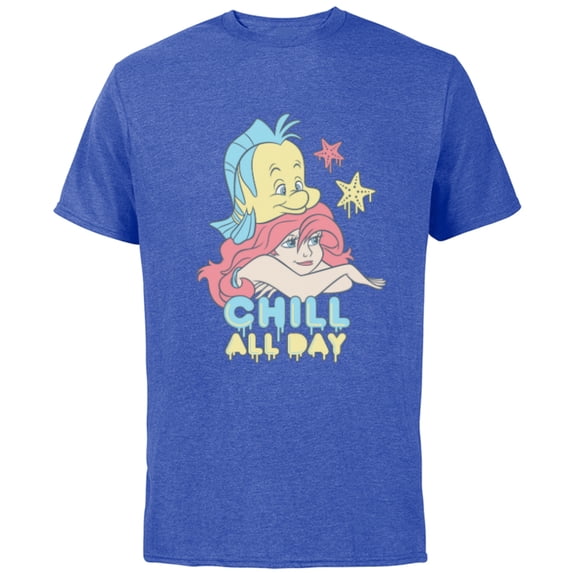 Disney The Little Mermaid Chill All Day - Short Sleeve Cotton T-Shirt for Adults - Customized-Royal Heather