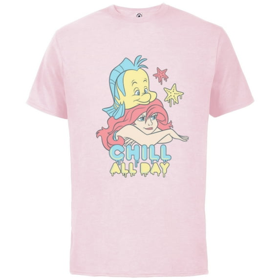 Disney The Little Mermaid Chill All Day - Short Sleeve Cotton T-Shirt for Adults - Customized-Soft Pink