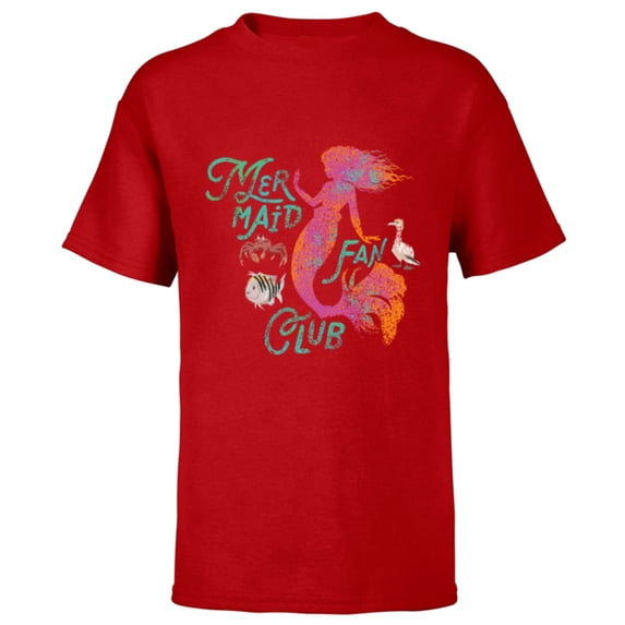 Disney The Little Mermaid Fan Club Ariel and Friends - Short Sleeve T-Shirt for Kids - Customized-Red