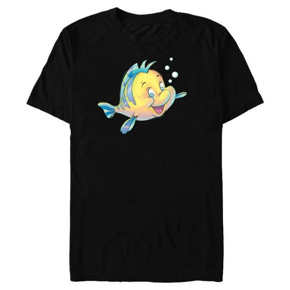 Disney The Little Mermaid Flounder Bubbles T-Shirt- Short Sleeve Blended T-Shirt for Adults - Customized-Black