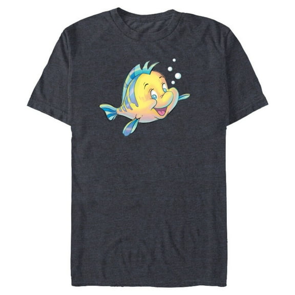 Disney The Little Mermaid Flounder Bubbles T-Shirt- Short Sleeve Blended T-Shirt for Adults - Customized-Navy Heather