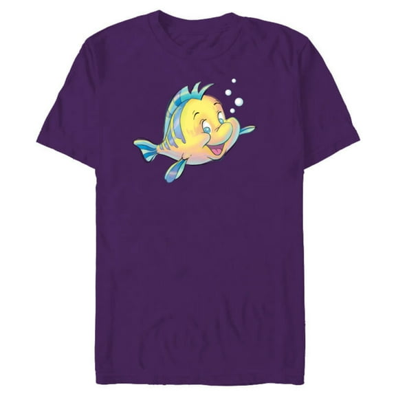 Disney The Little Mermaid Flounder Bubbles T-Shirt- Short Sleeve Blended T-Shirt for Adults - Customized-Purple