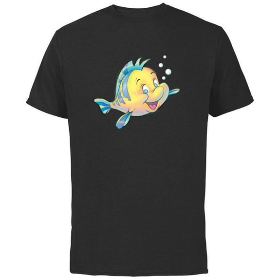 Disney The Little Mermaid Flounder Bubbles T-Shirt - Short Sleeve Cotton T-Shirt for Adults - Customized-Black