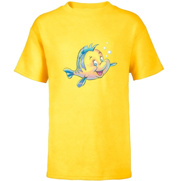 Disney The Little Mermaid Flounder Bubbles T-Shirt - Short Sleeve T-Shirt for Kids - Customized-Yellow