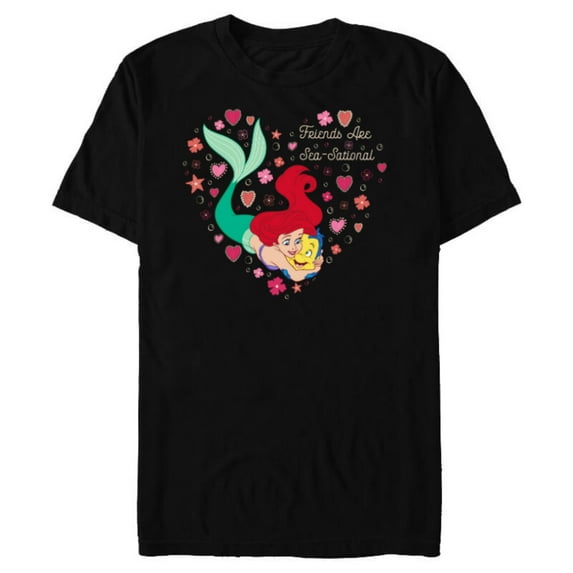 Disney The Little Mermaid Friends Are Sea-Sational Valentine - Short Sleeve Blended T-Shirt for Adults - Customized-Black