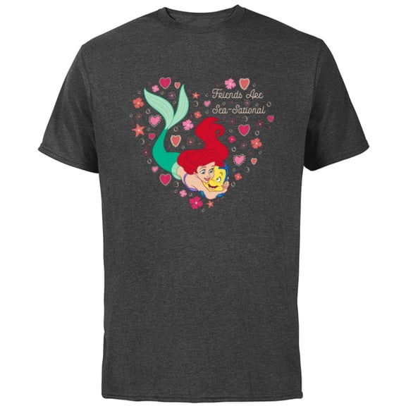 Disney The Little Mermaid Friends Are Sea-Sational Valentine - Short Sleeve Cotton T-Shirt for Adults - Customized-Charcoal