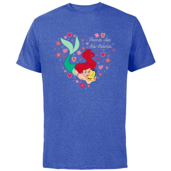 Disney The Little Mermaid Friends Are Sea-Sational Valentine - Short Sleeve Cotton T-Shirt for Adults - Customized-Royal Heather