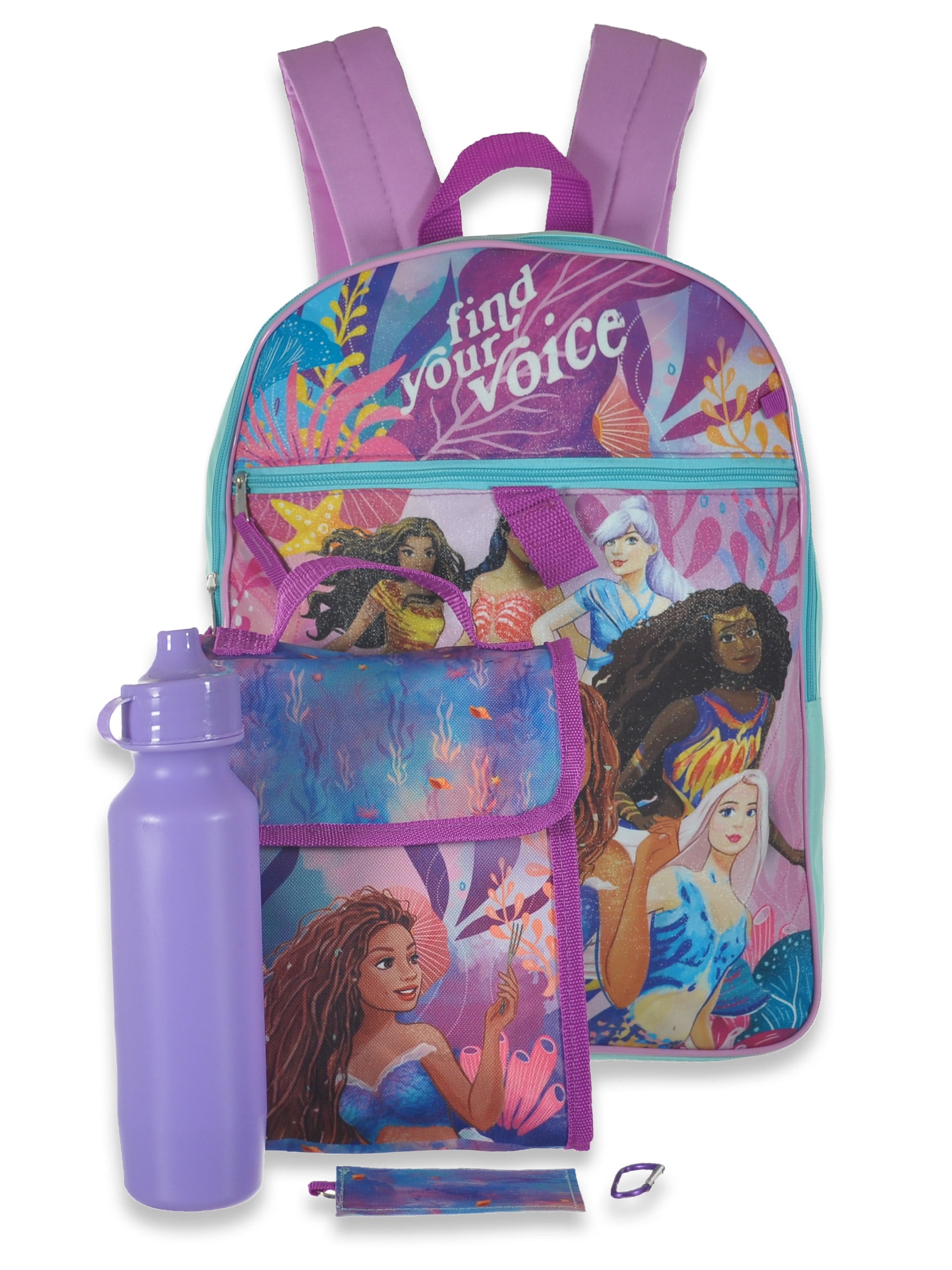 Disney The Little Mermaid Girls' 5-Piece Backpack With Lunchbox Set