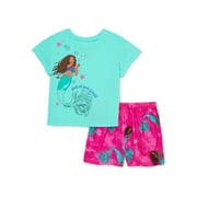 Disney The Little Mermaid Girls Short Sleeve Top and Shorts Pajama Set, 2-Piece, Sizes 4-12