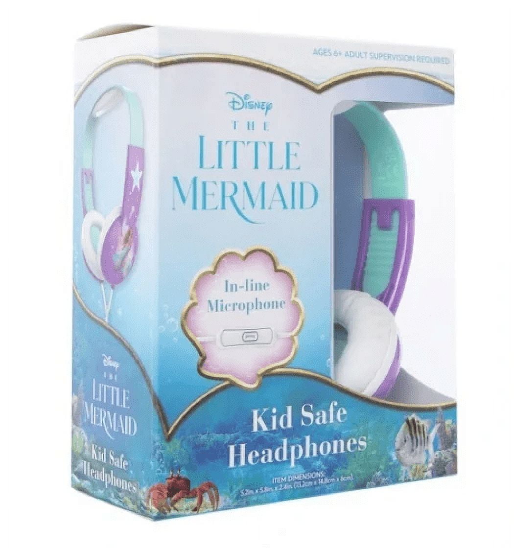 Disney The Little Mermaid Kid Safe Headphones w/inLine Microphone