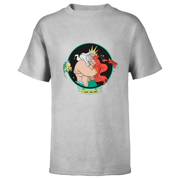 Disney The Little Mermaid King Triton & Ariel Father’s Day - Short Sleeve T-Shirt for Kids - Customized-Athletic Heather