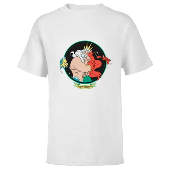 Disney The Little Mermaid King Triton & Ariel Father’s Day - Short Sleeve T-Shirt for Kids - Customized-White