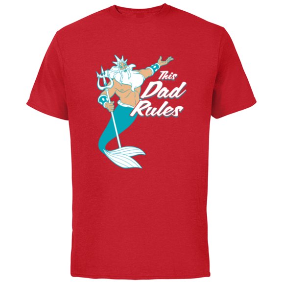 Disney The Little Mermaid King Triton Dad Men's - Short Sleeve Cotton T-Shirt for Adults - Customized-Red