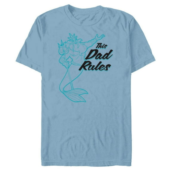 Disney The Little Mermaid King Triton Dad Rules Men's - Short Sleeve Blended T-Shirt for Adults - Customized-Ocean Blue