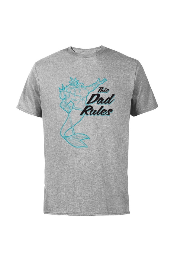 The Little Mermaid King Triton Dad Rules Men's - Short Sleeve Cotton T-Shirt for Adults - Customized-Athletic Heather