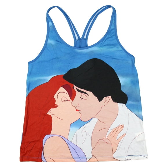 Disney The Little Mermaid Kiss The Girl Blue Keyhole Tank Top