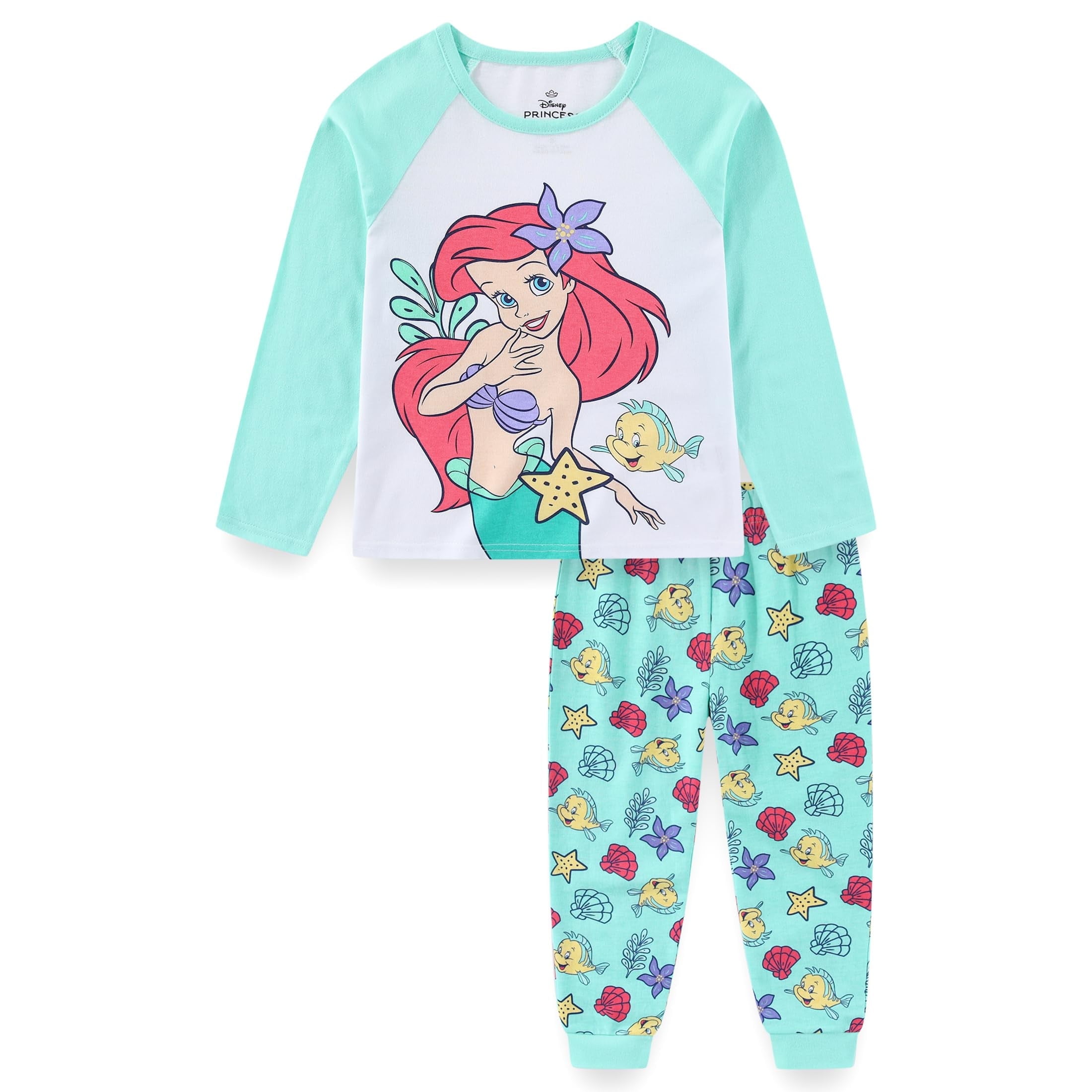 Disney The Little Mermaid Long Sleeve Shirt and French Terry Pants (Girls), 2 Piece Set, Sizes 2T-6X