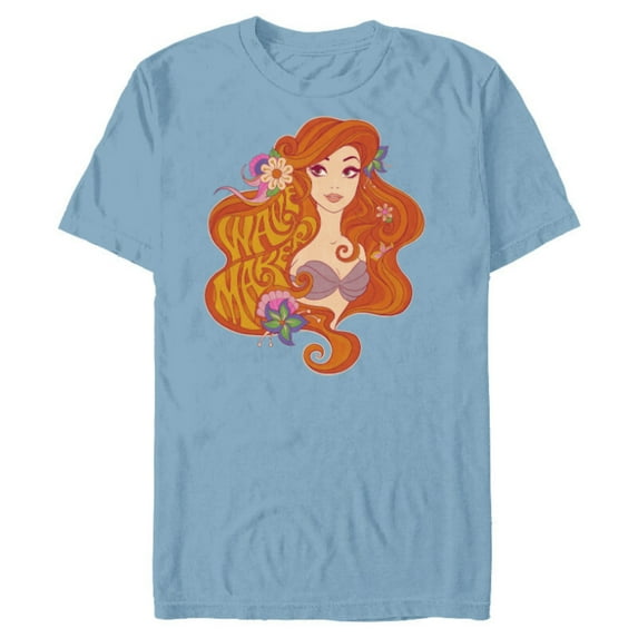 Disney The Little Mermaid Princess Ariel Wave Maker - Short Sleeve Blended T-Shirt for Adults - Customized-Ocean Blue