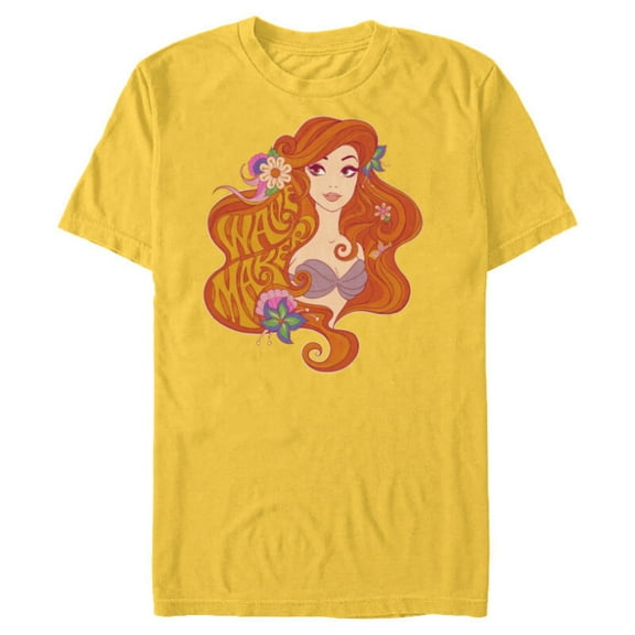 Disney The Little Mermaid Princess Ariel Wave Maker - Short Sleeve Blended T-Shirt for Adults - Customized-Yellow