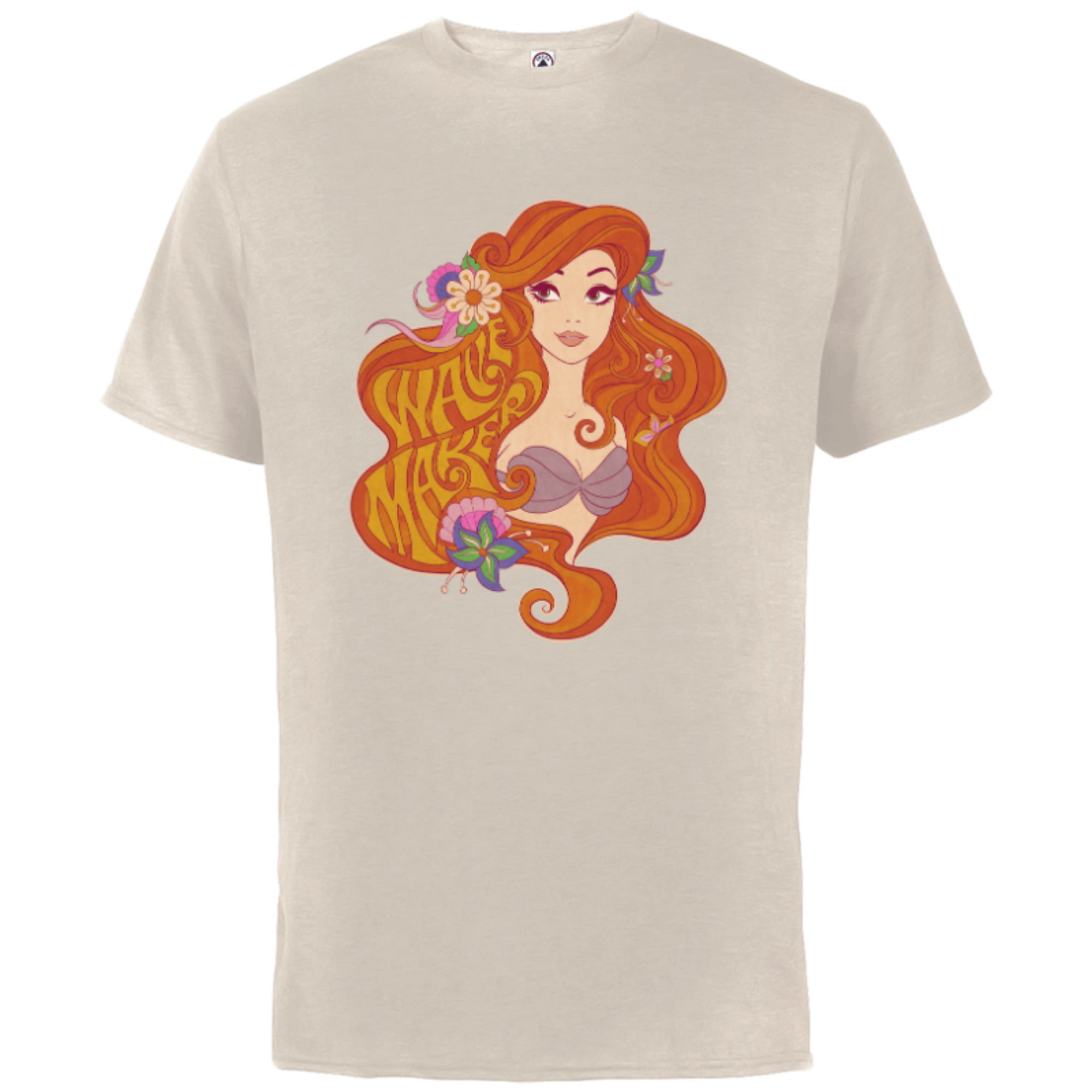 Disney The Little Mermaid Princess Ariel Wave Maker - Short Sleeve Cotton T- Shirt for Adults - Customized-Soft Pink 