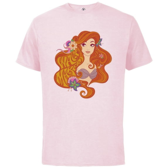 Disney The Little Mermaid Princess Ariel Wave Maker - Short Sleeve Cotton T-Shirt for Adults - Customized-Soft Pink