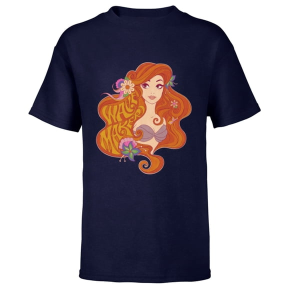 Disney The Little Mermaid Princess Ariel Wave Maker - Short Sleeve T-Shirt for Kids - Customized-Navy