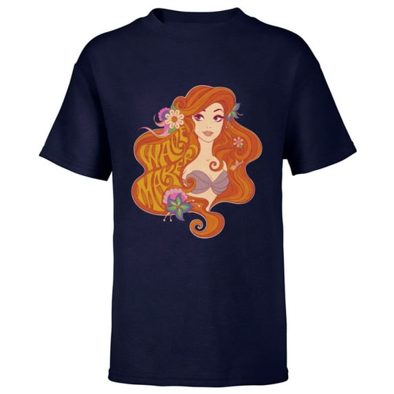 Disney The Little Mermaid Princess Ariel Wave Maker - Short Sleeve T-Shirt for Kids - Customized-Navy