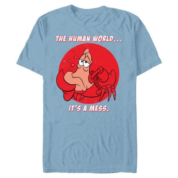 Disney The Little Mermaid Sebastian The Human World T-Shirt- Short Sleeve Blended T-Shirt for Adults - Customized-Ocean Blue