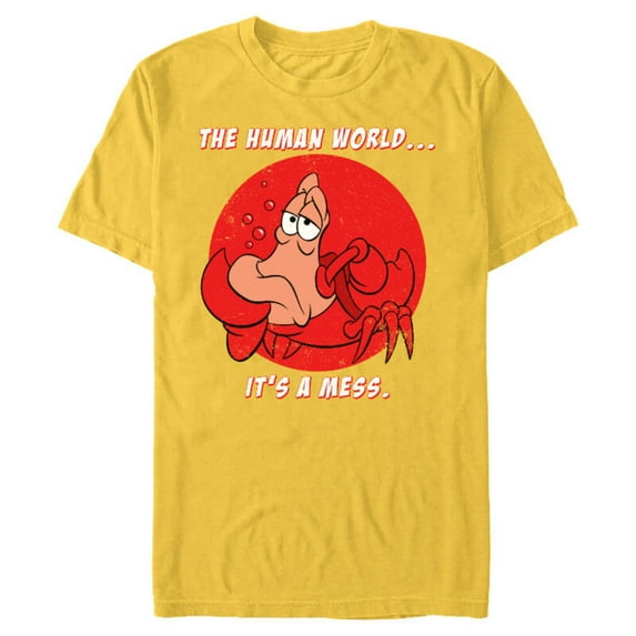 Disney The Little Mermaid Sebastian The Human World T-Shirt- Short Sleeve Blended T-Shirt for Adults - Customized-Yellow