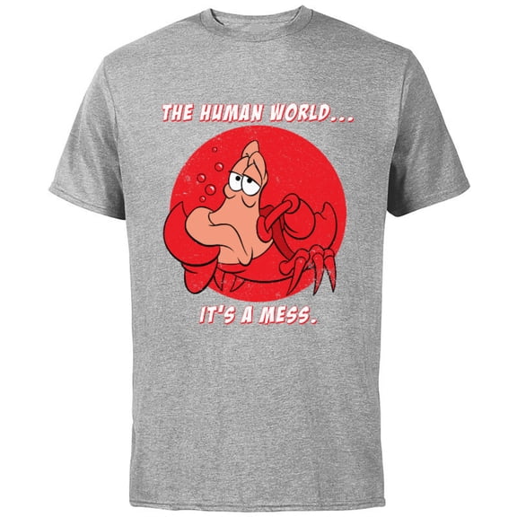 Disney The Little Mermaid Sebastian The Human World T-Shirt - Short Sleeve Cotton T-Shirt for Adults - Customized-Athletic Heather