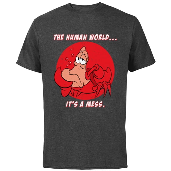 Disney The Little Mermaid Sebastian The Human World T-Shirt - Short Sleeve Cotton T-Shirt for Adults - Customized-Charcoal
