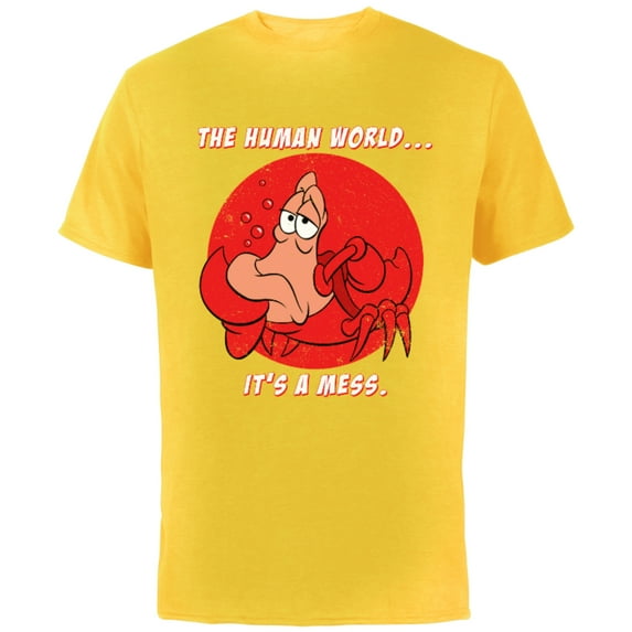 Disney The Little Mermaid Sebastian The Human World T-Shirt - Short Sleeve Cotton T-Shirt for Adults - Customized-Yellow