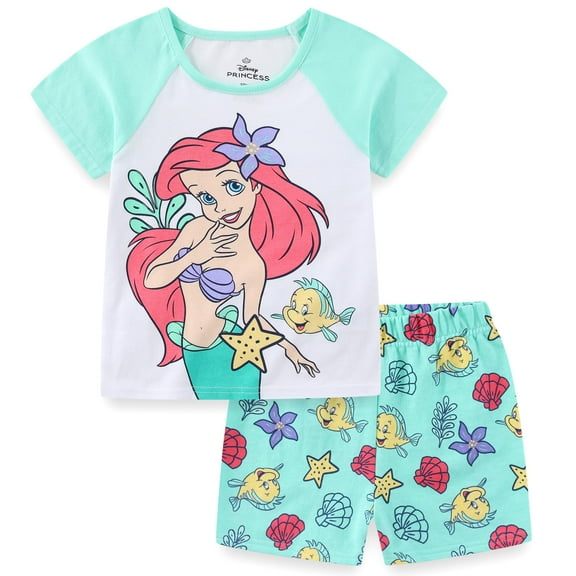 Disney The Little Mermaid Short Sleeve T-Shirt and French Terry Shorts Set (Girls), 2 Piece Set, Sizes 2T-6X