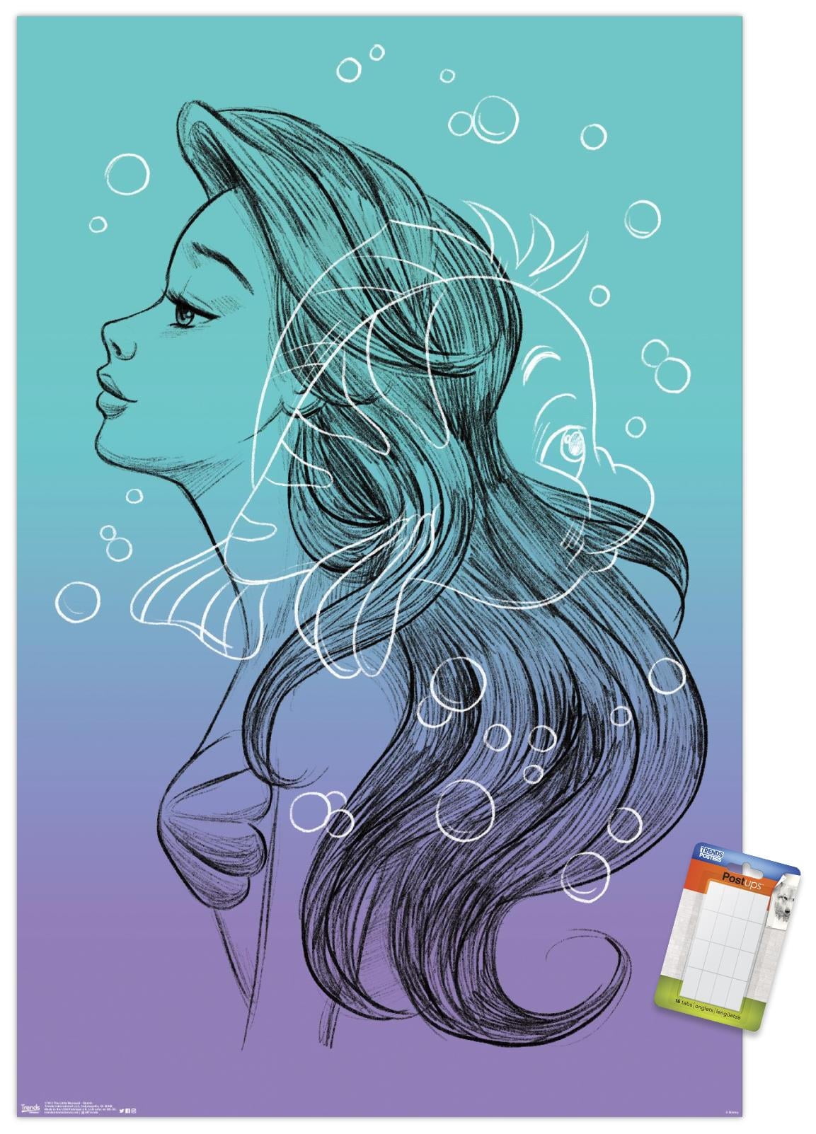 Disney The Little Mermaid - Sketch Wall Poster, 14.725" x 22.375"